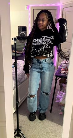 Prettylilthing Outfits, Simple Black Jeans Outfit, Black Fly Girl Outfits, Junior Year High School Outfits Black, Cute Rainy Day Outfit Black Women, Black Pants Outfit Black Women, Black Girls Outfits Ideas, Black Girls Aesthetic Outfits, Cute Outfits For Black Teens