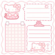 an image of hello kitty stationery set with pink and white designs on the front