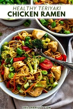 Teriyaki Chicken Ramen is an easy weeknight dinner recipe or the perfect meal prep-friendly healthy lunch idea that can be ready in about 30 minutes. You will love the simple, big-flavored dish.