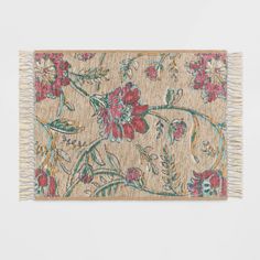 2'x3' Washable Floral Printed Accent Rug Beige/red - Threshold™ : Target Floral Accent Rug, Beige Backdrop, Expensive Rug, Dark Hardwood, Teal Rug, Printed Rug, Door Rug, Floor Area Rugs, Nice Place