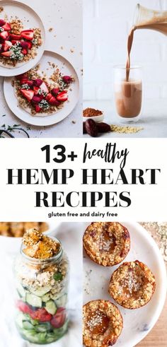 collage of healthy hemp heart recipes