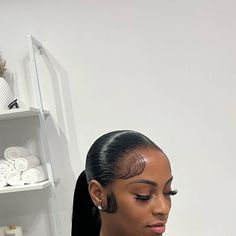 All Back Ponytail Black Women, Labour Hairstyles Black Women, Cute Ponytail Styles For Black Hair, Low Straight Ponytail, Straight Back Ponytail Black Women, Sleek Frontal Ponytail, No Part Ponytail, Ponytail Frontal Hairstyles, Frontal Ponytail Hairstyles Low