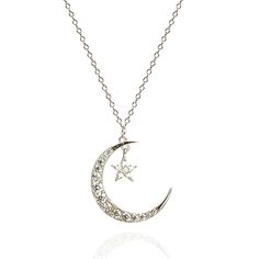 PRICES MAY VARY. Stunning Design: Embrace elegance with our pendant necklace featuring a large moon and CZ star pendant, crafted with 925 sterling silver Premium Quality Materials: Made with genuine 925 sterling silver, ensuring durability and a luxurious look Versatile Style: This necklace effortlessly complements any outfit, from casual to formal, adding a touch of sophistication to your ensemble Adjustable Chain Length: The necklace comes with a durable chain that can be easily adjusted to su Moon Pendant Necklace Silver, Silver Cubic Zirconia Moon Necklace, Silver Moon Charm Necklace With Cubic Zirconia, Silver Necklace With Moon Charm And Cubic Zirconia, Silver Cubic Zirconia Necklace With Moon Charm, Gold Clothing, Big Moon, Pretty Jewelry Necklaces, Star Pendant Necklace