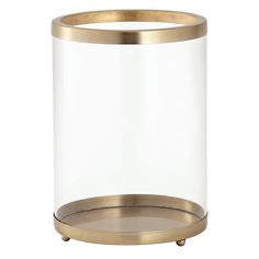 a glass vase with gold rim on an isolated white background for use as a candle holder