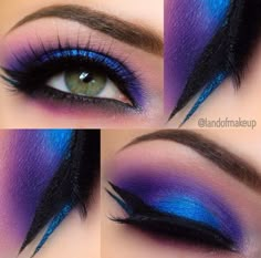 80s Makeup Trends, Extreme Make-up, Double Eyeliner, Drag Make-up, Bright Eye Makeup, 80s Makeup, Purple Eye Makeup, Makijaż Smokey Eye