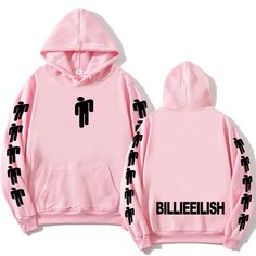 Ružová New Billie Eilish, Harajuku Hoodie, Drawstring Hoodie, Casual Hoodie