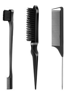 Black  Collar     Embellished   Beauty Tools Brush For Slick Hair, Slick Back Hairbrush, Hair Brushes, Hair Styling Tools, Black Hair Brush, Brush And Comb Set, Boars Hair Brush, Small Hair Brush, Teasing Brush