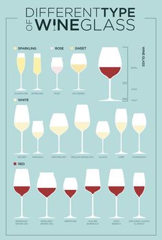 the different types of wine glasses are shown in this poster, which shows how to drink them