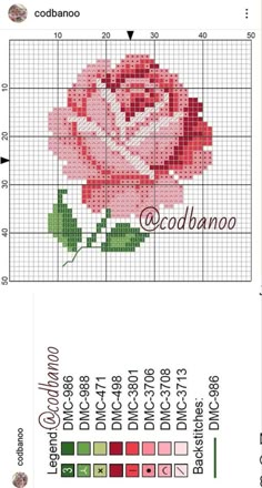 a cross stitch pattern with a rose on it