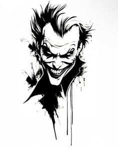 the joker face is painted in black and white