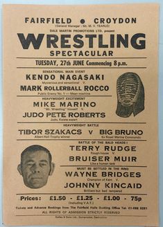 an old poster with wrestling dates on it