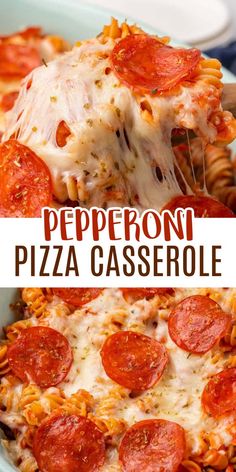 this pepperoni pizza casserole is so good it's made in the oven