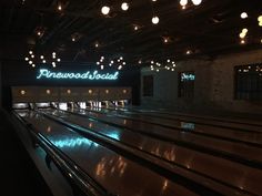 the bowling alley is empty and ready to be played