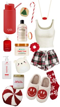 the contents of a woman's christmas gift set