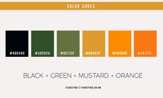 the color guide for black and green - mustard orange