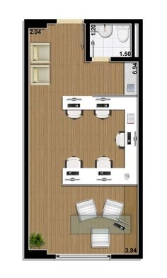 an overhead view of a living room and kitchen from the floor plan for a small apartment