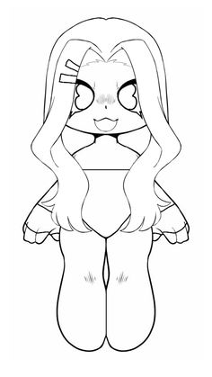 a drawing of a girl with long hair and big eyes, holding her hands on her hips