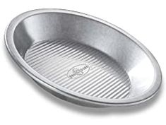 an oval metal pan with no lid