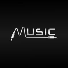 the word music with a stethoscope in it's center on a black background