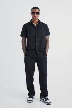 Polo Long Sleeve Outfit Men, Black Polo Outfit Men, Black Men Outfits, Nike Jordan Outfit, Black Shirt Outfit Men, Smart Casual Tops, Polo Outfit Men, Black Shirt Outfits