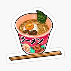 a bowl of ramen sticker with chopsticks