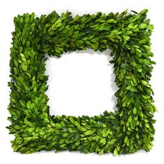 the letter d is made out of green leaves and has a white square in the center