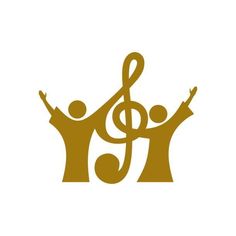 two people with their hands up in front of a musical note and treble logo