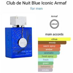 Armaf presents the newest addition to the Club De Nuit Series - a Citrus, Fresh, Light take on a Classic citrus-woody scent, wrapped in a midnight blue bottle -     T O P : Grapefruit, Lemon, Mint, Pink Pepper & Coriander M I D D L E : Ginger, Nutmeg, Jasmine & Melon B A S E : Incense, Amber, Cedar, Sandalwood, Patchouli, Labdanum & Woody Woody Scent, Lemon Mint, Pink Pepper, Blue Bottle, The Club, Midnight Blue, Melon, Grapefruit, Fragrances Perfume