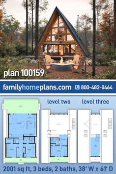 the floor plan for a small cabin home