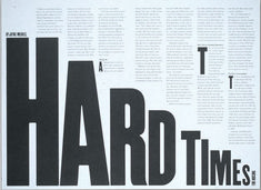 an advertisement for hard times with black and white text on it's front page