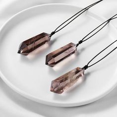 Quantity: 3pcs Prisma Hexagonal, Smoky Quartz Necklace, Smoky Quartz Pendant, Crystal Point Necklace, Quartz Crystal Pendant, Smoky Quartz Crystal, Quartz Crystal Necklace, Crystal Wand, Necklace Crystal