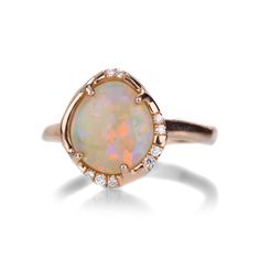 Sirciam Aphenos Galactic Gem Opal Ring | Quadrum Gallery Sirciam Jewelry, Boho Opal Ring, Opal And Diamond Ring, Stack Rings, Unique Opal, Opal Ring Gold, Opal Engagement, 14k Rose Gold Ring, Gem Ring