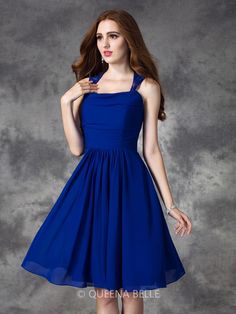 #QueenaBelle #Bright #Mini Chiffon #Bridesmaid #Dresses Ruffles Bridesmaid Dresses, Sleeveless Bridesmaid Dresses, Princess Sleeves, Cheap Bridesmaid, Chiffon Bridesmaid Dresses, Dresses Quinceanera, Royal Blue Dress, Dresses Cheap, Dresses Chiffon