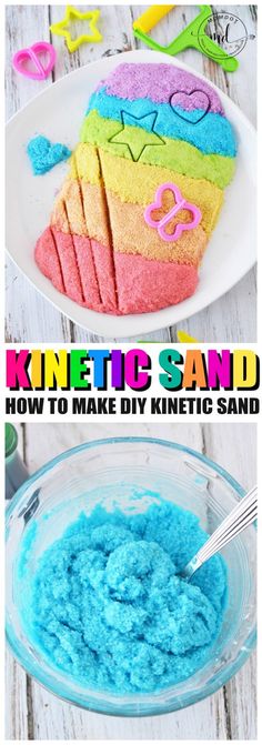 a plate with some food on it and the words, how to make diy knitic sand