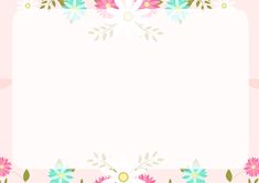 a floral frame with pink flowers and green leaves on the border, in pastel colors