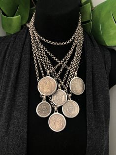 Coin Necklace Silver, Silver Coin Jewelry, Old Silver Coins, Gold Coin Jewelry, Ancient Coin Jewelry, Pirate Jewelry, Silver Coin Necklace, Jewelry Techniques, Classy Jewelry