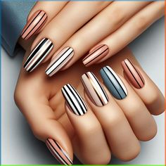 Decorating your nails for Halloween is a fun way to embrace the spooky season. This post contains 29 different Halloween nail designs you can create at home. Ideas, black, designs, art, cute, Disney, spooky, unique, simple, short, subtle, art, acrylic, almond, orange, easy Nail Art Stripes, Stripped Nails, Modern Nails, Floral Nail Art, Blue Nail Designs, Striped Nails, Simple Nail Art Designs, Halloween Nail Designs, Floral Nails