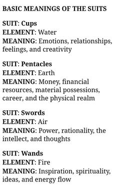 the basic meanings of the suits