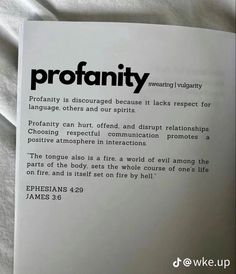 an open book with the words protanity written in black and white on it