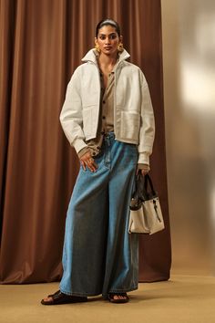 Ferrari Resort 2025 Fashion Show | Vogue Vogue Fashion Trends, Sambas Adidas Women Outfit, Adidas Samba Outfit, Samba Outfit, Blue Jean Outfits, Drop Shoulder Shirt, Runway Trends, Life Tips