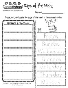 the days of the week worksheet for children to practice their handwriting and writing skills