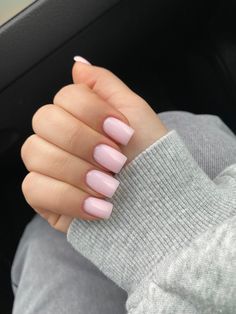 Milky Gel Nails, Milky Pink Nails, Plain Acrylic Nails, Light Pink Acrylic Nails, Short Pink Nails, Kutek Disney, Milky Pink, Baby Pink Nails, Dreamy Aesthetic