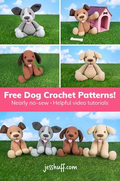 crochet patterns for stuffed dogs and puppies are featured in this free dog crochet pattern