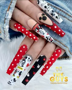 Artistic Nails, Mickey Nails, Cute Acrylic Nail Designs, Long Acrylic Nails Coffin