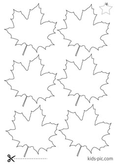 a coloring page for kids to color with leaves and stars on the top of them