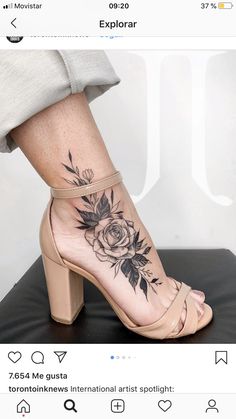 a woman's foot with flowers on it and the caption that reads, i love