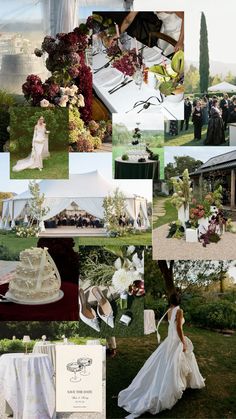 a collage of wedding photos with the bride and groom