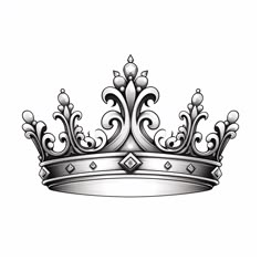 a black and white drawing of a crown