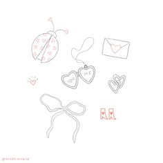 an image of valentine's day greetings with hearts and ladybug on white paper