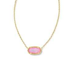 A dainty stone and delicate metallic chain combine to create the Elisa Gold Pendant Necklace in Coral Pink Mother of Pearl, your new favorite wear-anywhere accessory. This pendant necklace can be paired with any look, providing that extra touch of timeless style. Make the Elisa Gold Pendant Necklace a staple in your wardrobe and you will not be disappointed. Pink Charm Necklace For Everyday, Pink Charm Necklaces For Everyday Wear, Feminine Pendant Necklace With Delicate Chain, Feminine Pendant Necklaces With Delicate Chain, Elegant Pink Necklace For Everyday Wear, Elegant Pink Necklace For Everyday, Elegant Pink Necklaces For Everyday, Kendra Scott Bracelet, Short Pendant Necklace